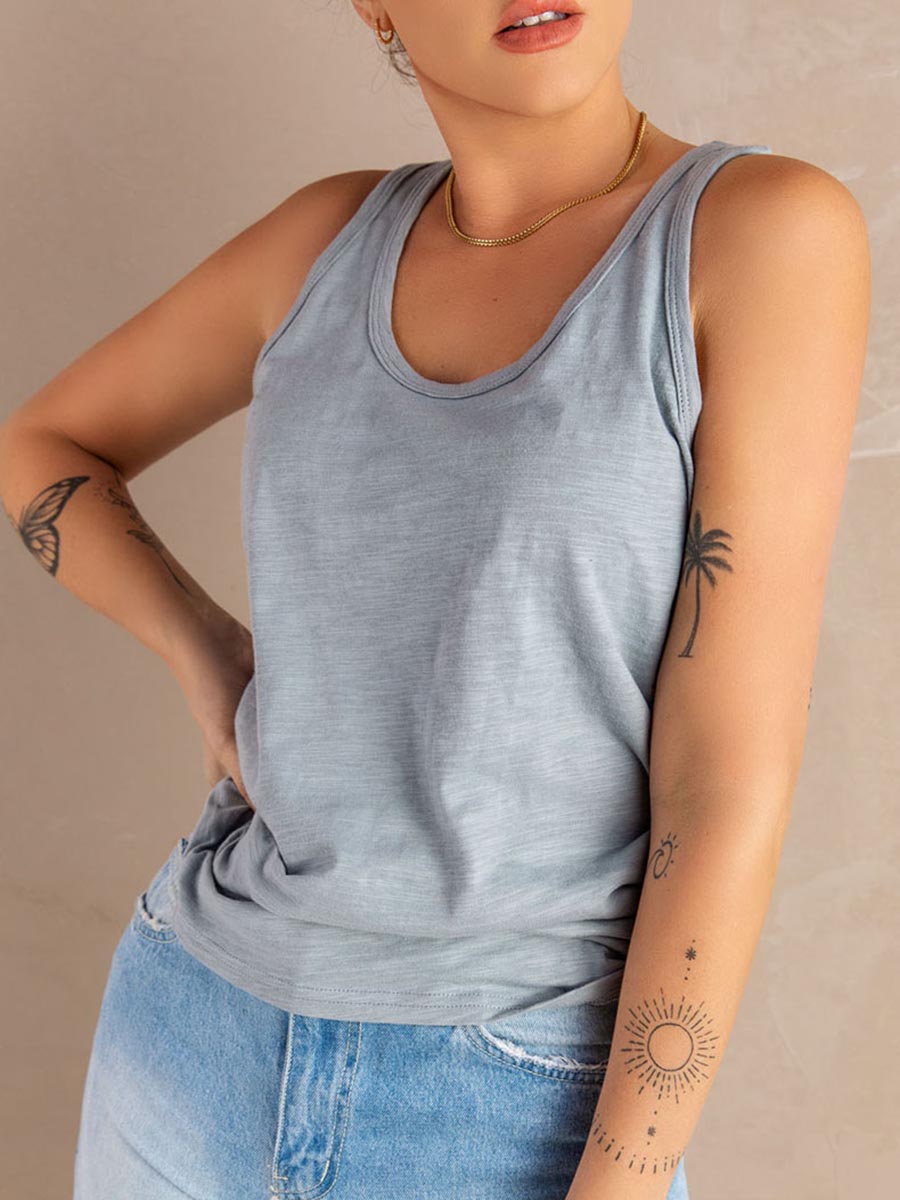 Stunncal Solid Color Casual Tops(6 Colors)