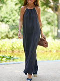 Stunncal Hanging Neck Slit Casual Vacation Dress