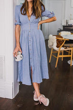 Stunncal Button Knot Sleeve Dress