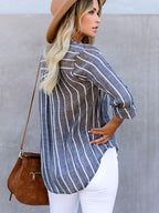 Stunncal Loose Fashion Striped Long Sleeve Shirt(9 colors)