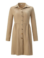 Stunncal Single-Breasted Long-Sleeved Dress(4 colors)