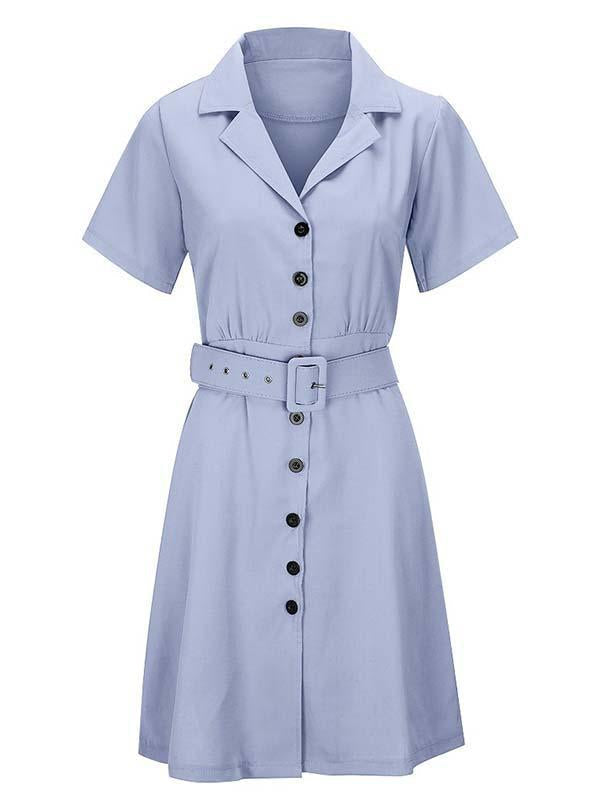 Stunncal V-Neck Button Shirt Dress