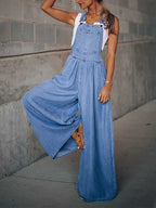 Stunncal Loose Sleeveless Denim Back Pants