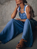 Stunncal Loose Sleeveless Denim Back Pants