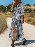 Stunncal Printed Lace-Up Loose Maxi dress