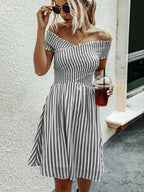 Stunncal Fashion Short Sleeve Stripe Dress