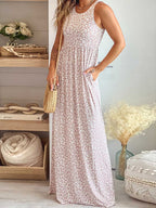 Stunncal Leopard Print Vest Sleeveless Long Dress