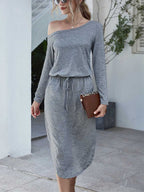Stunncal Strapless Long Sleeve Split Dress