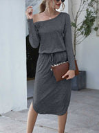 Stunncal Strapless Long Sleeve Split Dress