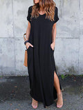 Stunncal V-Neck Pocket Split Dress(8 colors)