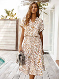 Stunncal Polka Dot Short-Sleeve Dress(7 colors)
