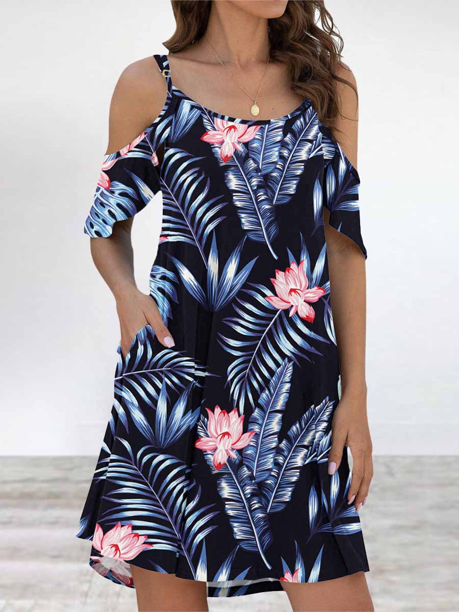 Stunncal Elegant Print Flounce O Neck Dresses(11 Colors)