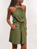 Stunncal Simplicity Print Patchwork Spaghetti Strap A Line Dresses(3 Colors)