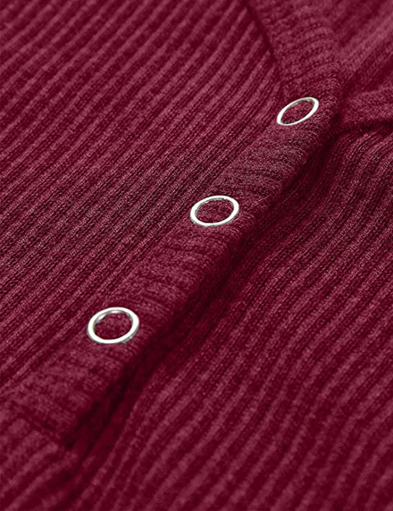 Stunncal Solid Color V-Neck Long-Sleeved T-Shirt