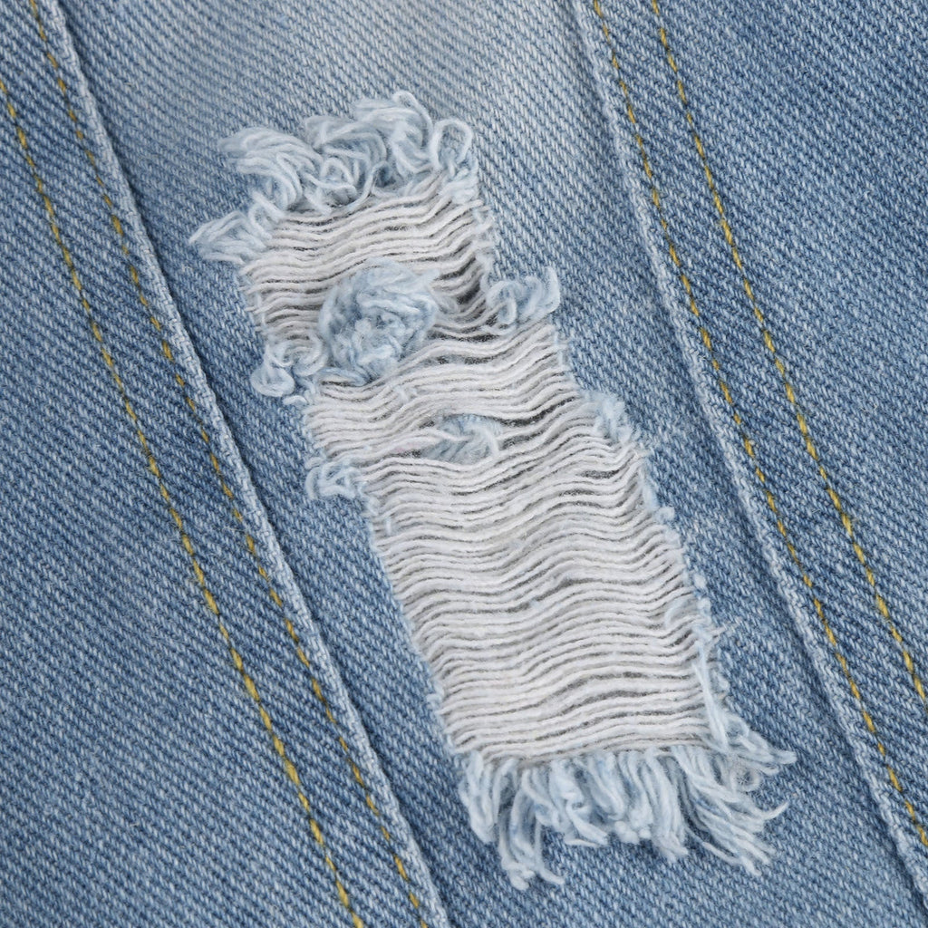 Stunncal Padded Warm Hole Large Fur Collar Denim Jacket(4 colors)