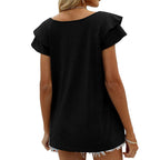 Stunncal Peach Heart Collar Ruffle T-Shirt(7 colors)