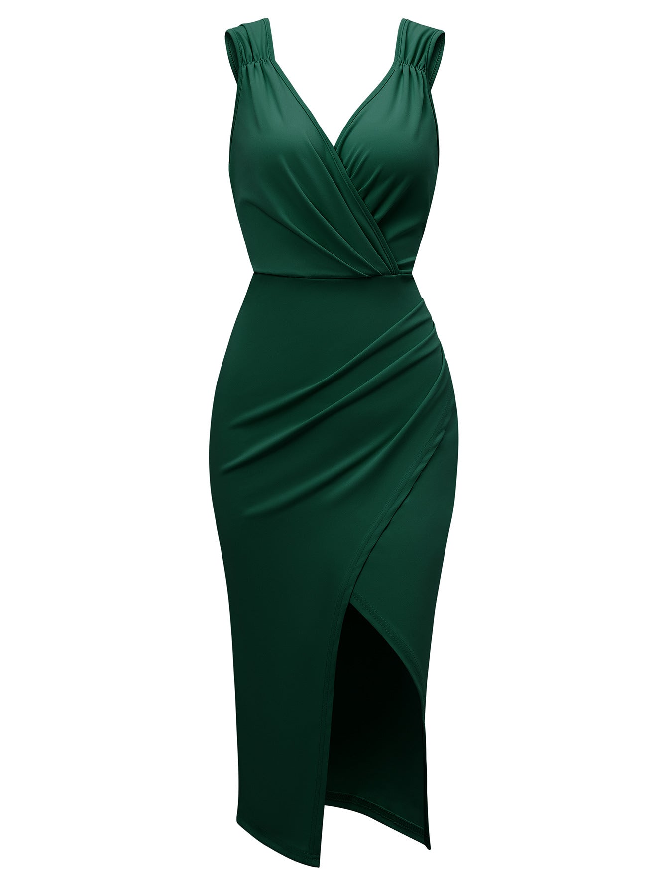 Stunncal Celebrities Elegant Solid Solid Color V Neck Waist Skirt Dresses