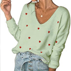 Stunncal Love Polka Dot V-Neck Sweater