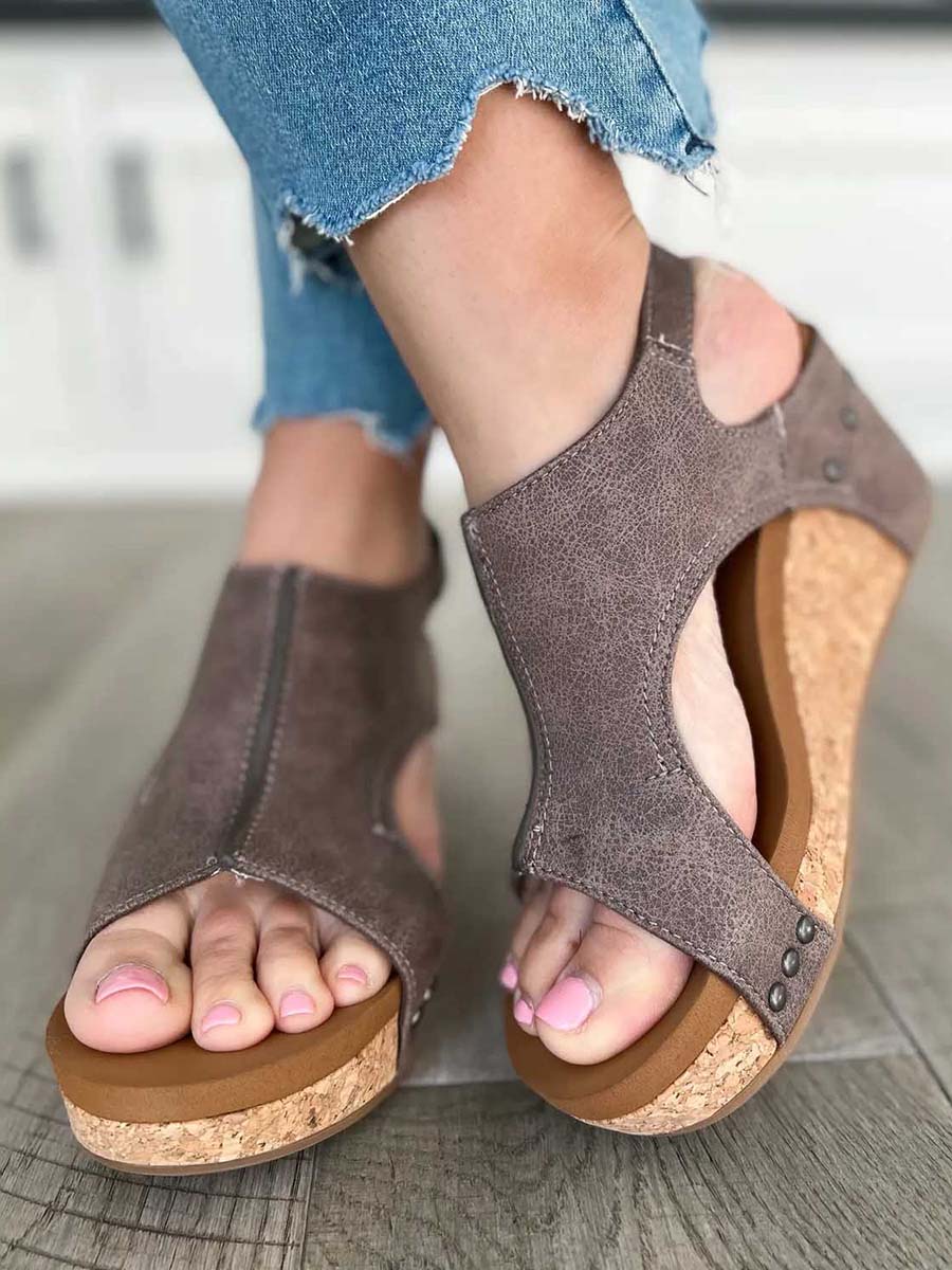 Stunncal Mid Heel Wedge Sandals