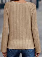 Stunncal Solid Color Knit Slim Long Sleeve Top