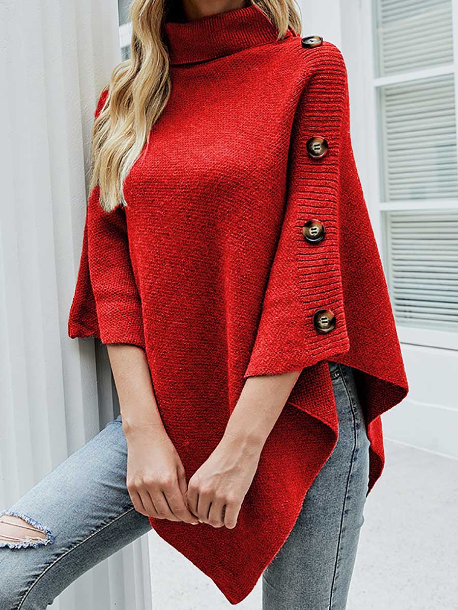 Stunncal Shawl cape turtleneck sweater