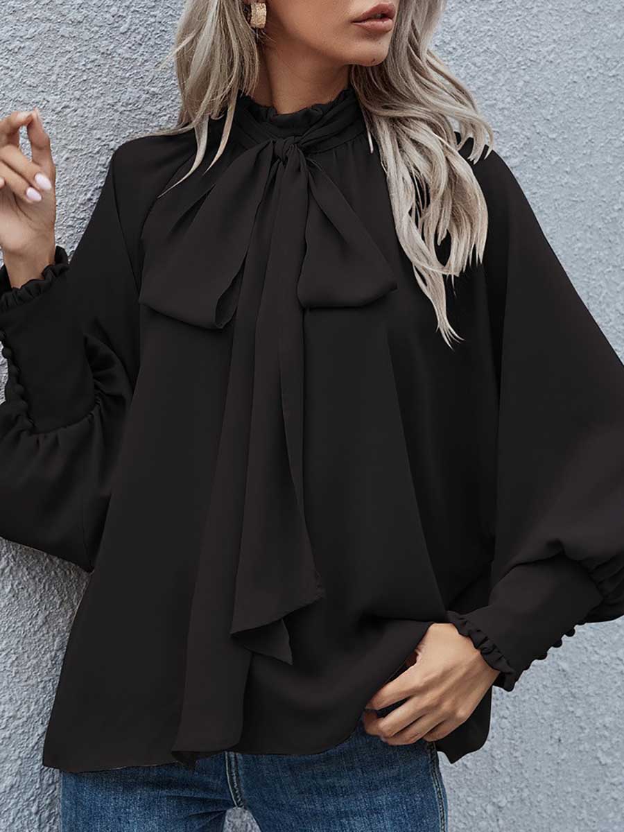 Stunncal High Neck Bow Tie Women's Top