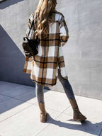 Stunncal Plaid Tweed Mid-Length Jacket