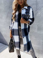 Stunncal Plaid Tweed Mid-Length Jacket