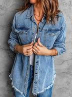 Stunncal Denim Lapel Loose Fit Shirt
