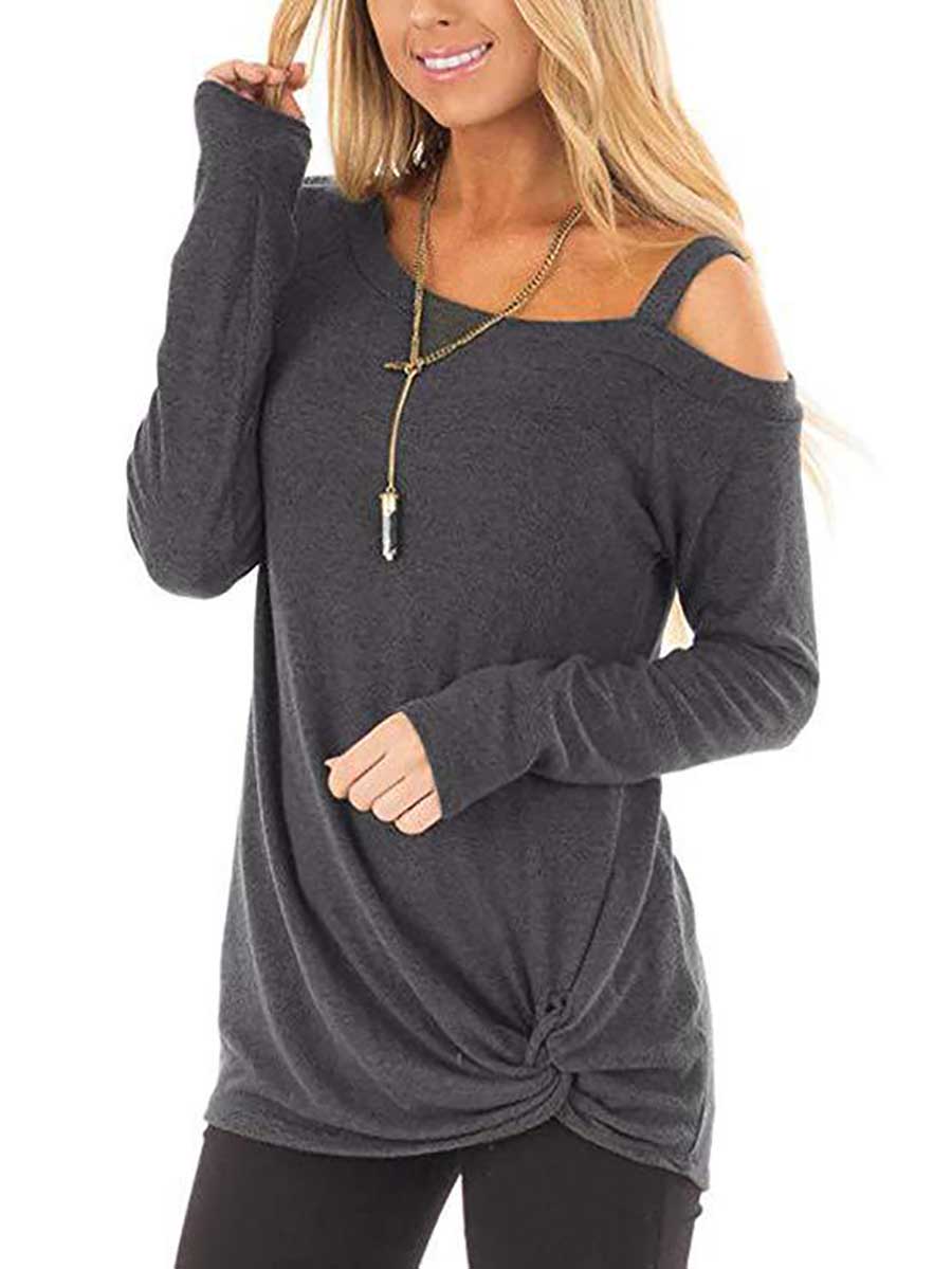 Stunncal Long Sleeve Knotted Sweatshirt T-Shirt