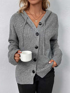 Stunncal Hooded Drawstring Knit Cardigan Jacket