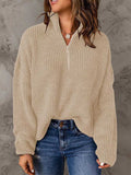 Stunncal High Neck Zipper Loose Sweater