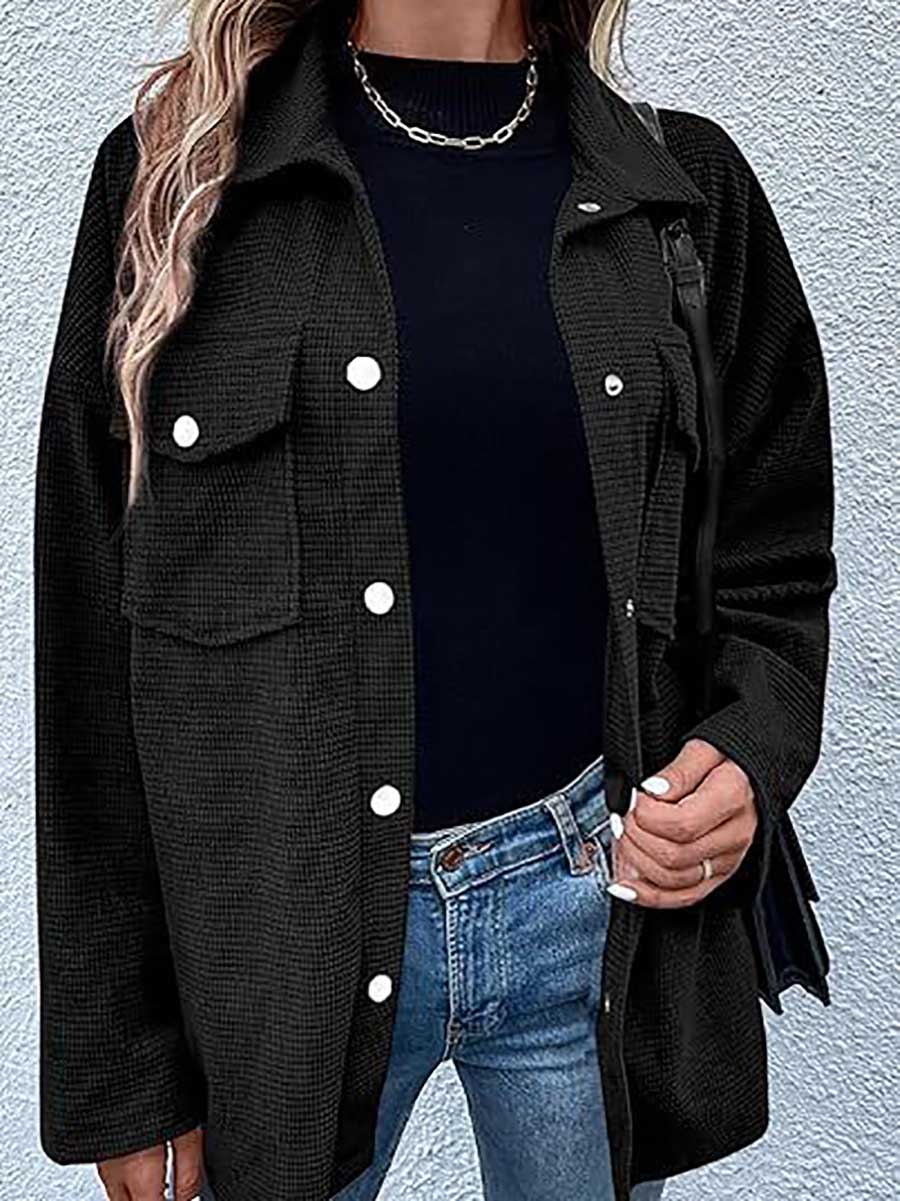 Stunncal Waffle Jacket Button Down Shirt