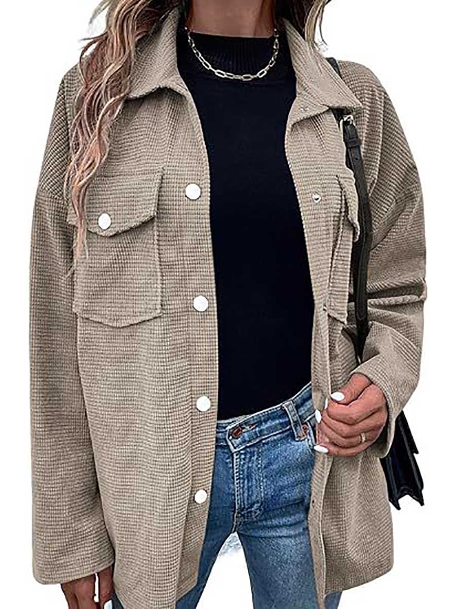 Stunncal Waffle Jacket Button Down Shirt