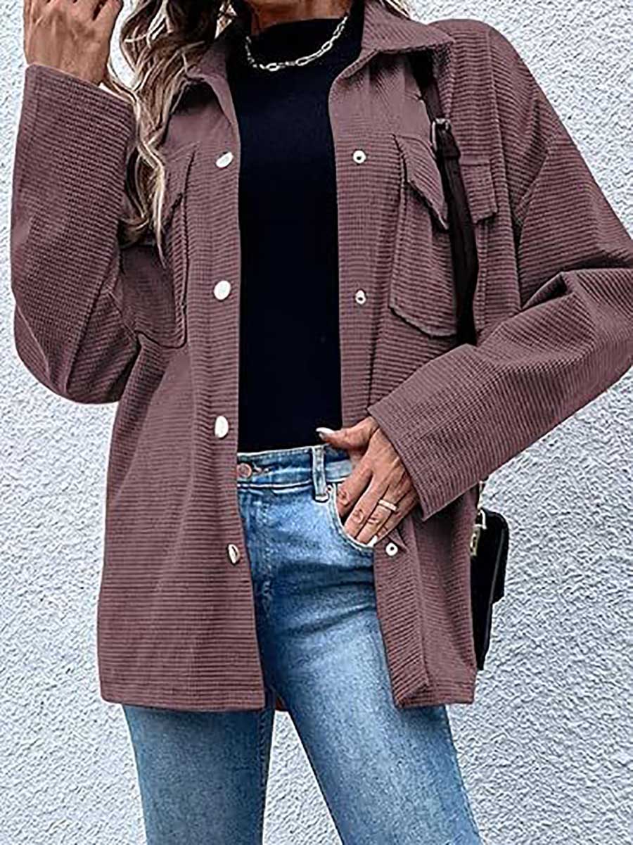 Stunncal Waffle Jacket Button Down Shirt