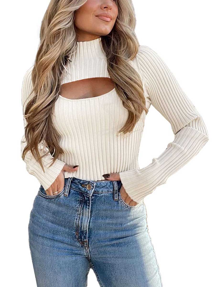 Stunncal Sexy High Neck Loose Cutout Sweater