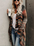 Stunncal Fringed Sweater Knit Jacket