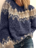 Stunncal Loose Mohair Chunky Knit Jacquard Sweater
