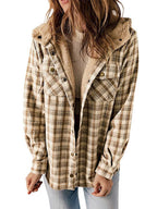 Stunncal Plaid Long Sleeve Shirt Hooded Thickened Jacket