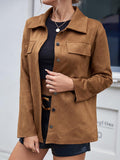 Stunncal Single Breasted Suede Long Sleeve Jacket