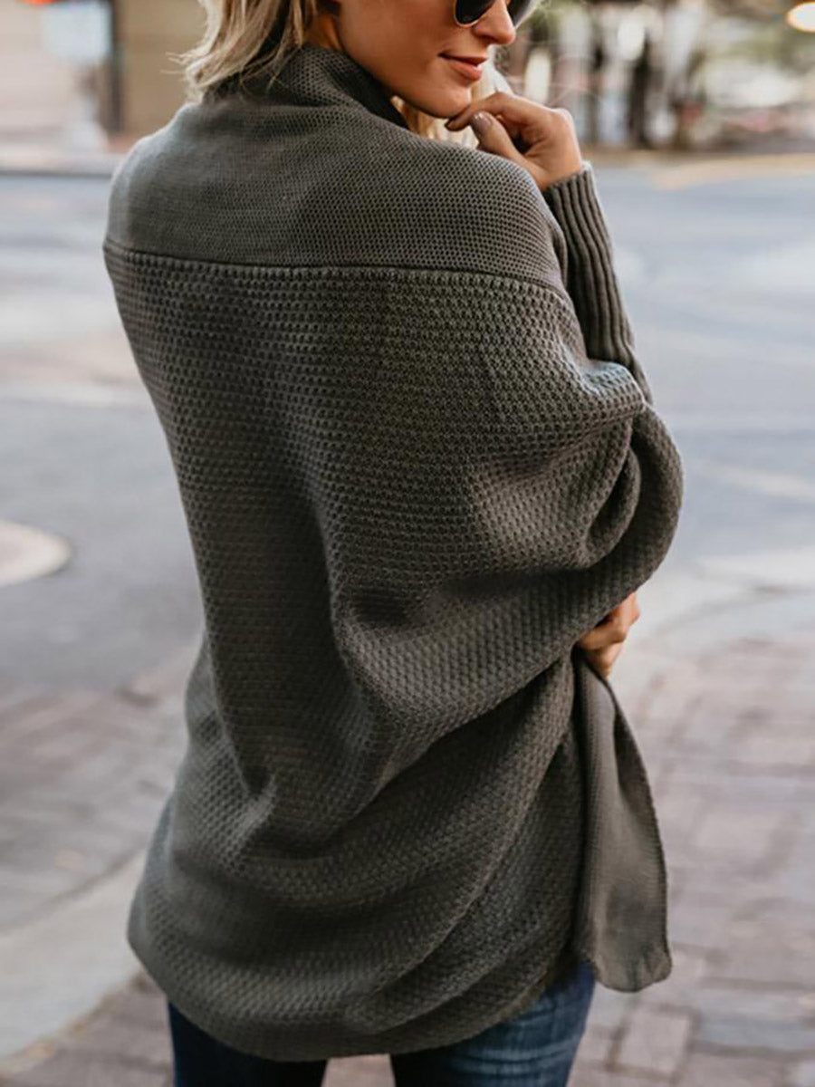Stunncal Bat sleeve plus size long knitted cardigan sweater（13 colors）