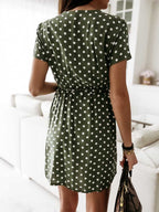 Stunncal Polka Dot V-neck Strappy Dress