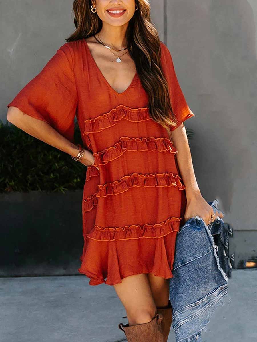 Stunncal Ruffle Short-Sleeved Dress