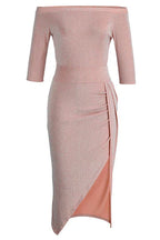 Stunncal A-line Neck Sequin Slit Wrap Dress