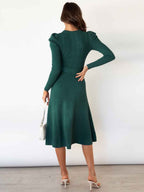 Stunncal Bubble Sleeve Belt Knit Dress (5 colors)