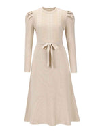 Stunncal Bubble Sleeve Belt Knit Dress (5 colors)