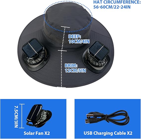 🎁Best father‘s Day Gifts❤2025 New Ultralight Solar Fan Sun Hat – Lighter Than a Baseball!⚾(Only 11oz)：Japanese Design