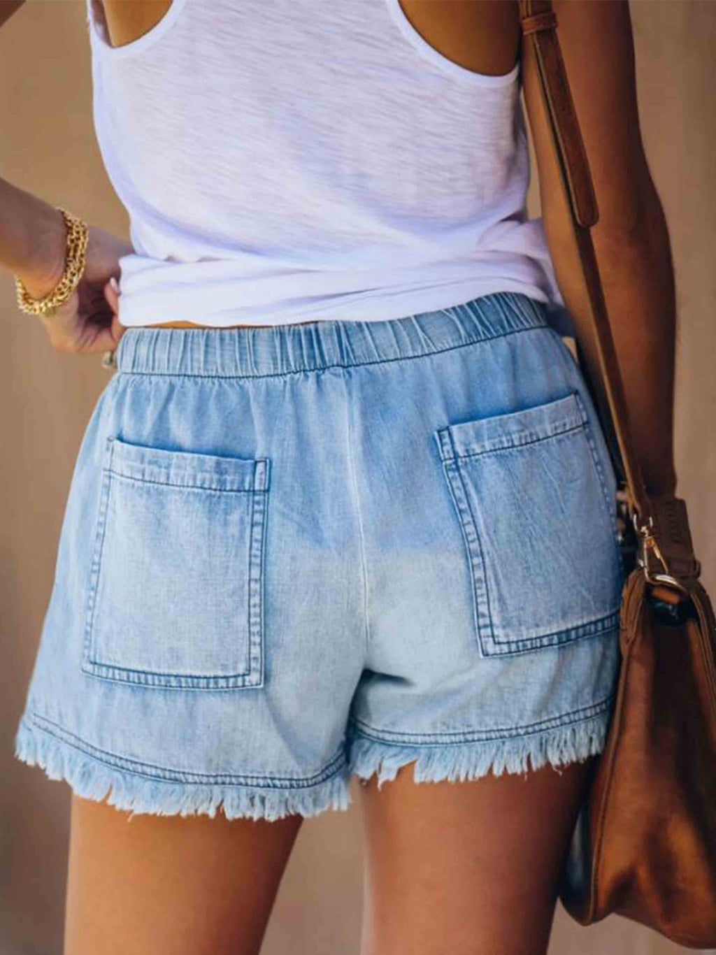 Stunncal Adjustable Tassel Pocket Shorts