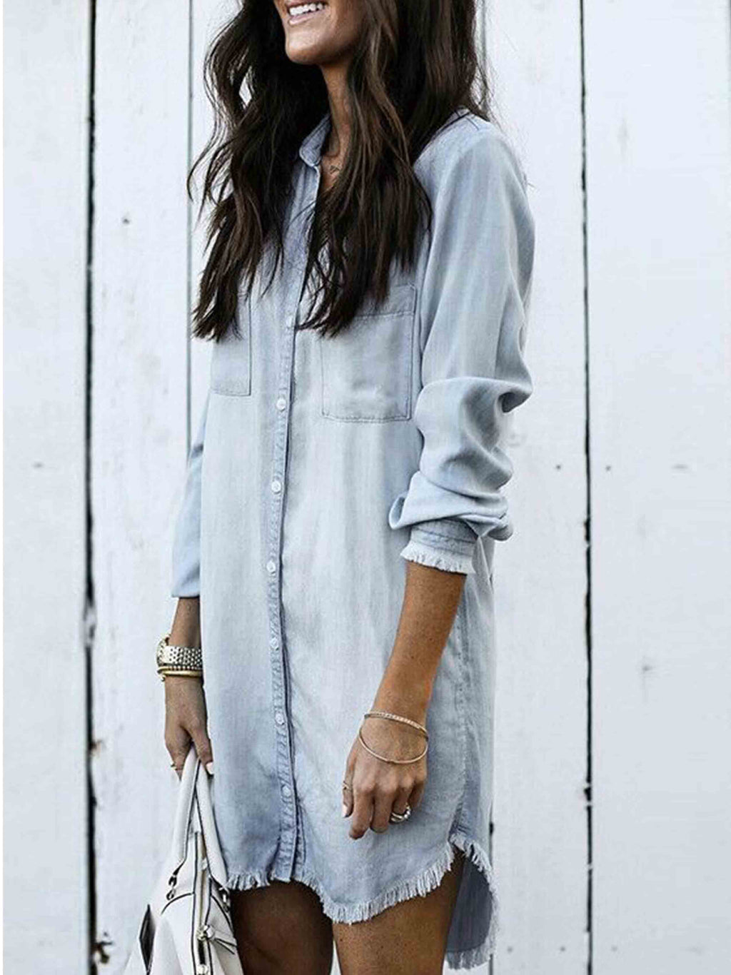 Stunncal  Hot Sexy Denim Shirt Dress