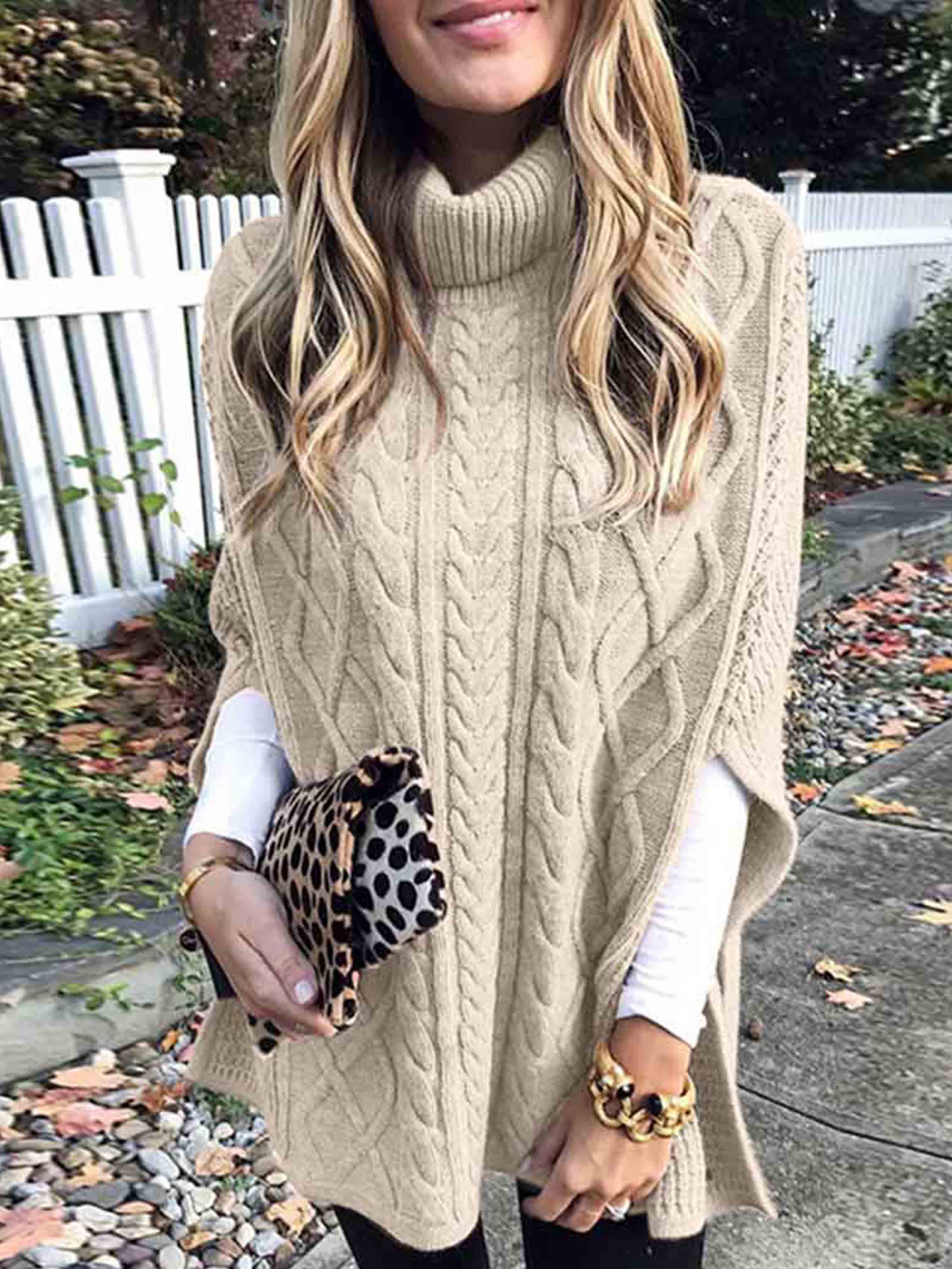 Stunncal High Neck Loose Knit Sweater